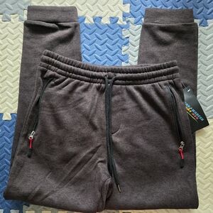 Logan and‎ Martin Men's Black/Brown Fleece Drawstring Sweatpants Pants Sz Medium